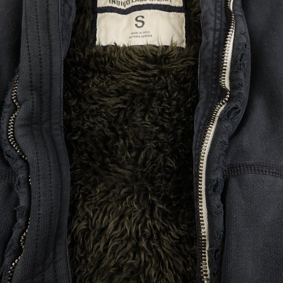 Abercrombie Fitch Indigo Lake Jacket Womens Small Fleece Lined Hooded Zip Heavy - Picture 4 of 16